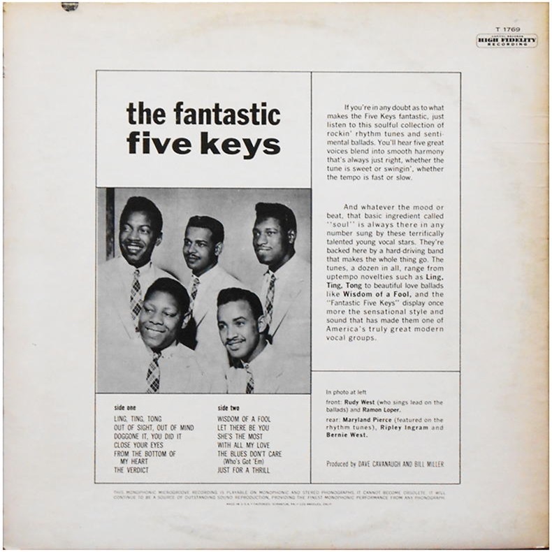 T-1769 - The Fantastic Five Keys Back Cover