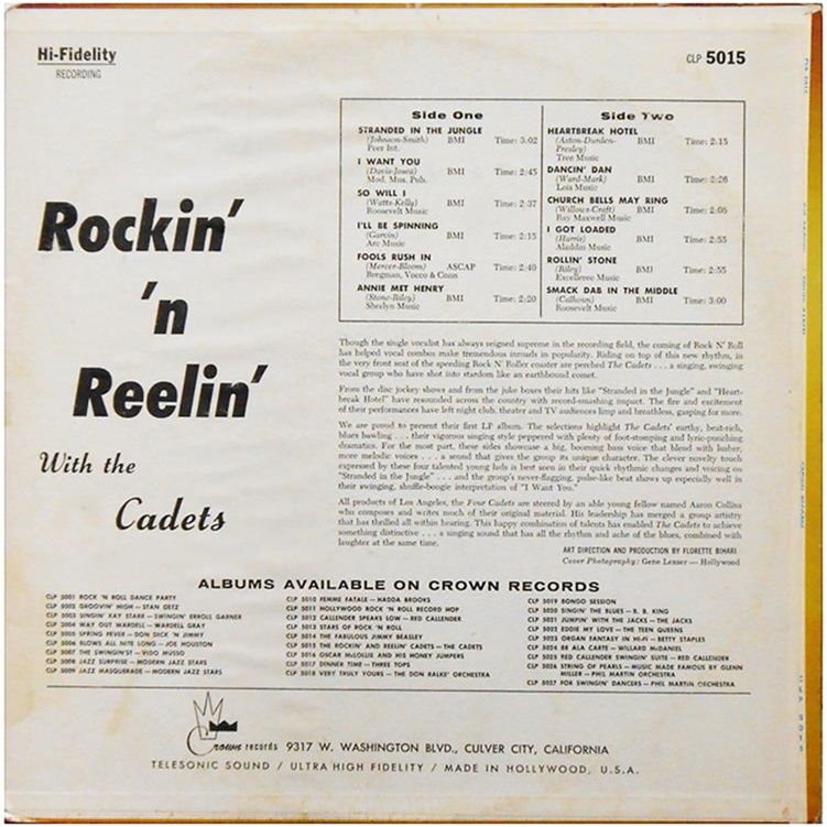 CLP-5015 - Rockin' n' Reelin' Cadets Back Cover