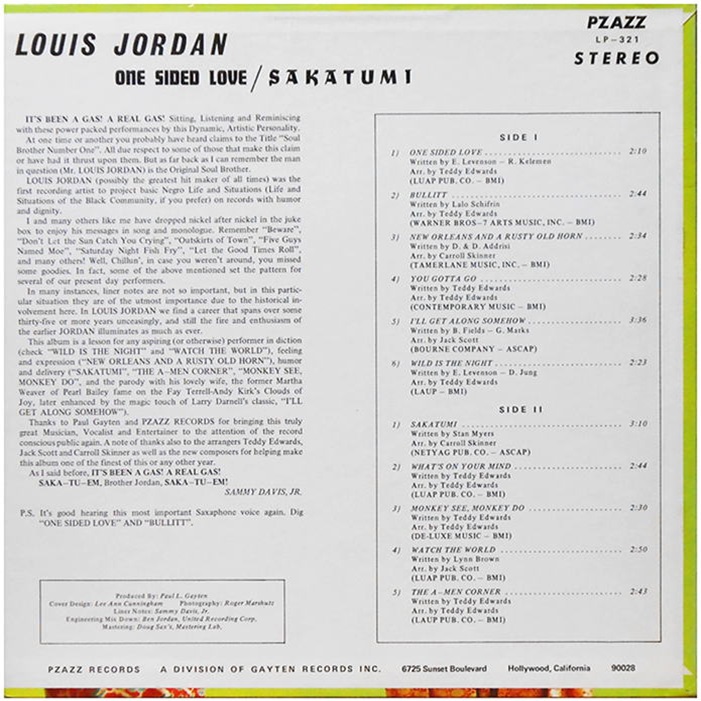 LP 321 - One Sided Love Then Sakatumi Back Cover