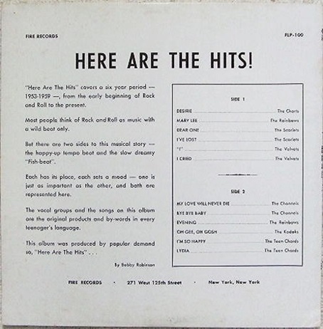 FLP-100 - Here Are The Hits ! Back Cover