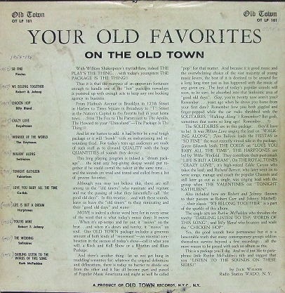 LP-101 - Your Old Favorites On The Old Town Back Cover