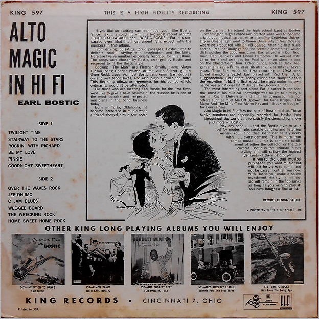 King 597 - Alto Magic in Hi Fi ，A Dance Party with Bostic Back Cover
