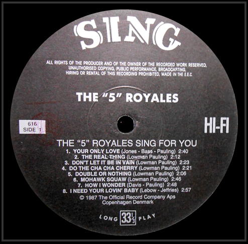 616 - The 5 Royales Sing For You