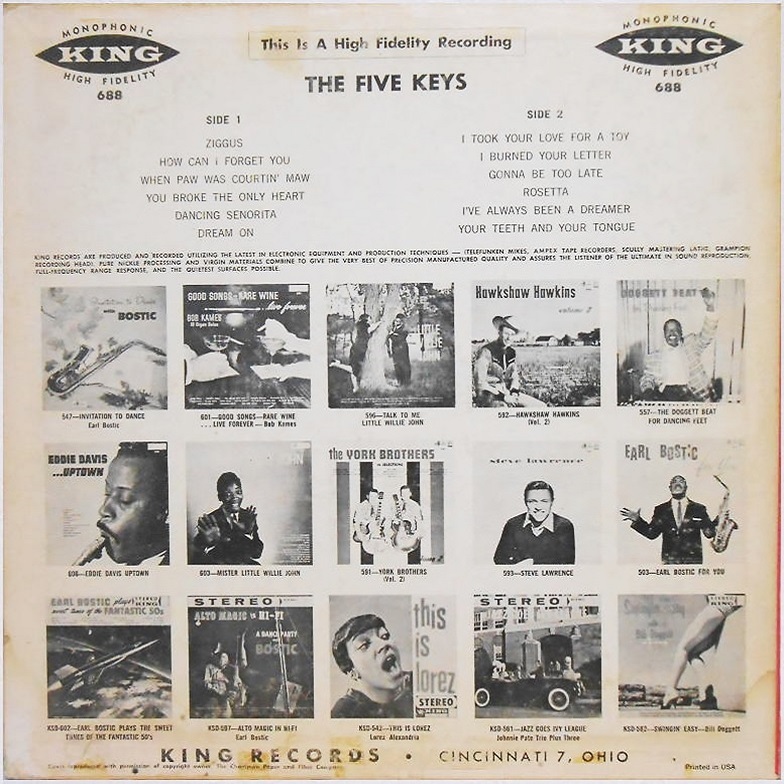 King 688 - The Five Keys Back Cover