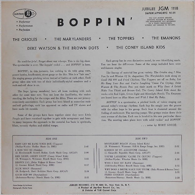 JGM-1118 - Boppin'! Back Cover