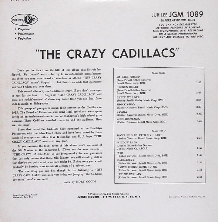 JGM-1089 - The Crazy Cadillacs Back Cover