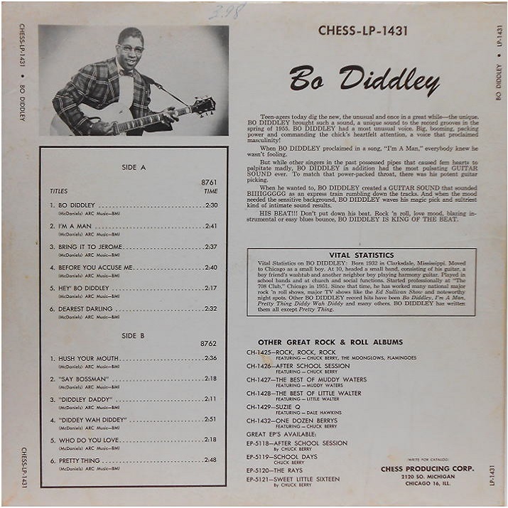 Chess LP-1431 - Bo Diddley Back Cover
