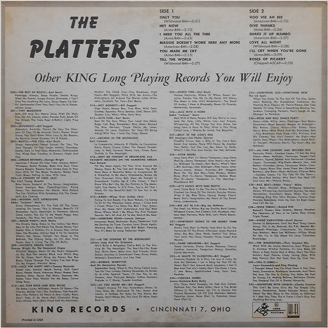 Federal 549 - The Platters Back Cover