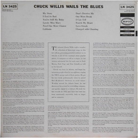 Epic LN3425 - Chuck Willis Wails The Blues Back Cover