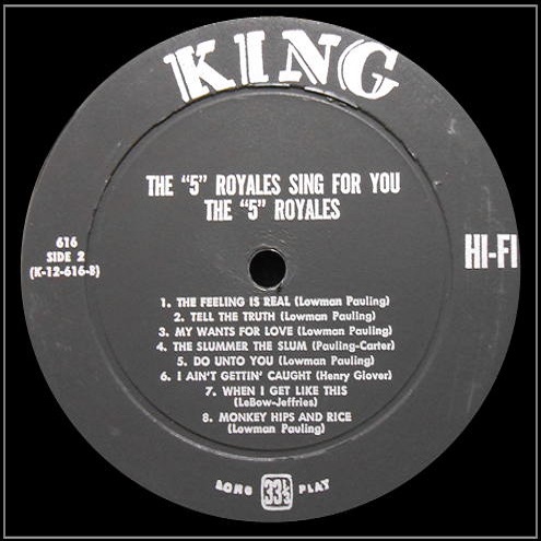 King 616 - The 5 Royales Sing For You Side 2