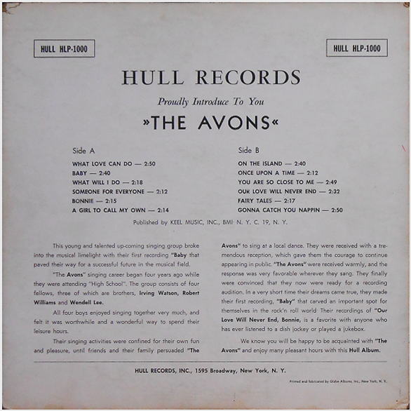 HLP-1000 - Hull Records Invite You To Meet The Avons Back Cover